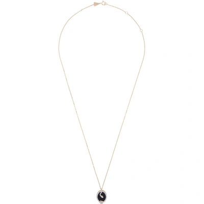 Adina Reyter Gold Diamond & Onyx Tiny Snake Pendant Necklace In Onyx/diamond