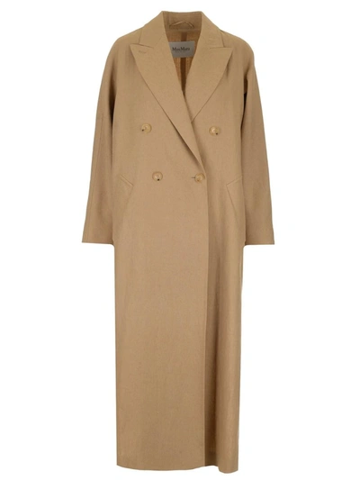 Max Mara Double Breasted Coat In Camel