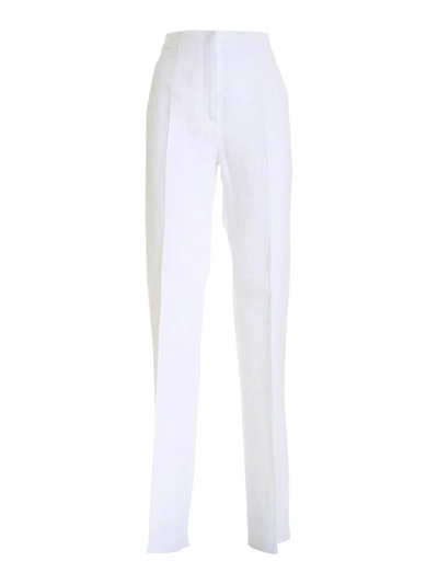 Max Mara Uva High Waist Straight Leg Linen Pants In Cream