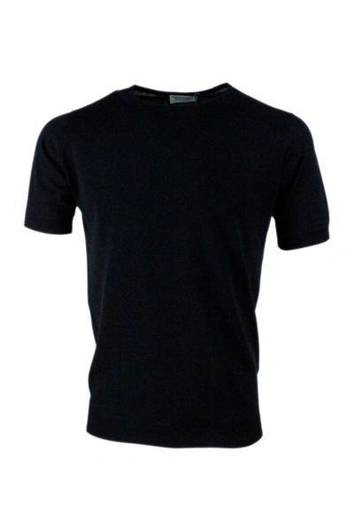 John Smedley Mens Black Cotton T-shirt