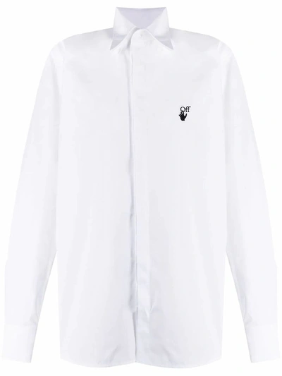 Off-white Shirt With Embroidered Hand Off In White