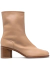 Maison Margiela Beige Mid Heel Tabi Boots In Brown