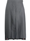 Thom Browne Medium Grey School Uniform Plain Weave Below-the-knee Pleated Skirt In Grey