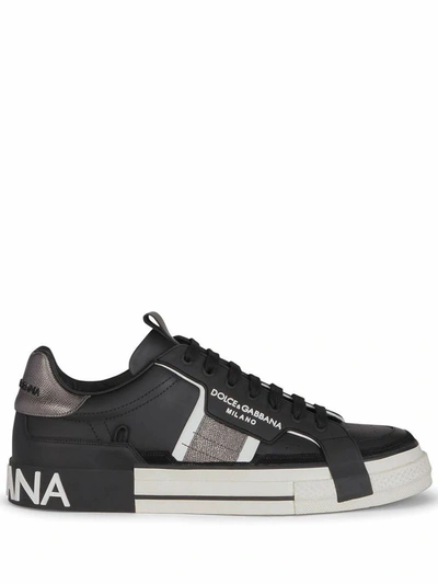 Dolce E Gabbana Men's  Black Leather Sneakers