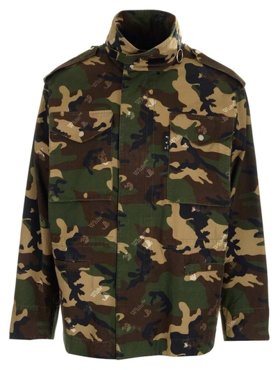 Off-white Camouflage-print Zip-up Bomber Jacket In Green