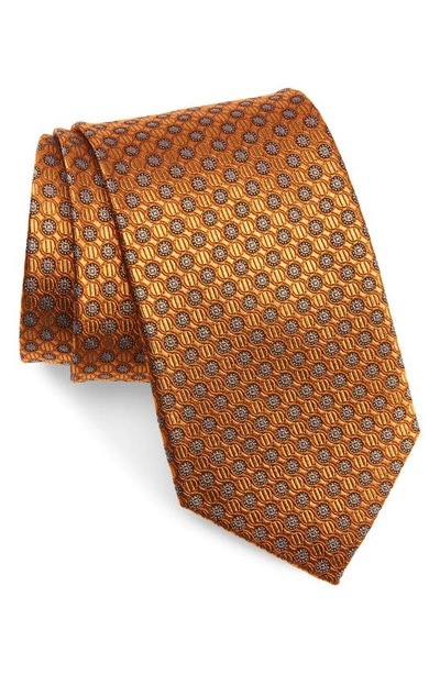 Nordstrom Neat Medallion Silk X-long Tie In Orange