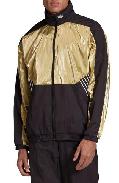 Adidas Originals Tolima-02 Track Jacket In Black/ Metallic Gold