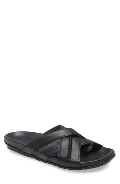 Naot Anegada Slide Sandal In Jet Black Leather