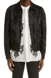 Saint Laurent Grosgrain-trimmed Satin-jacquard Bomber Jacket In Noir
