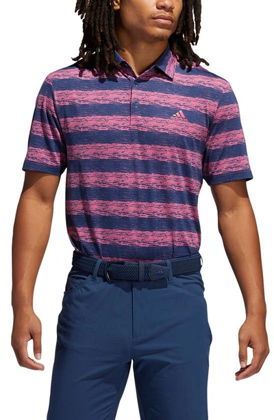 Adidas Golf Painted Stripe Polo In Crew Navy