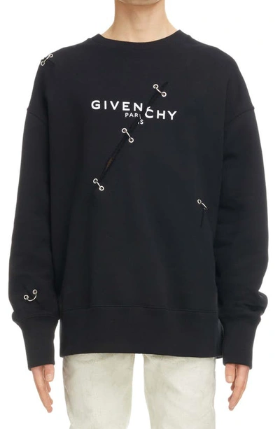 Givenchy Black Oversized Metal Details Sweatshirt