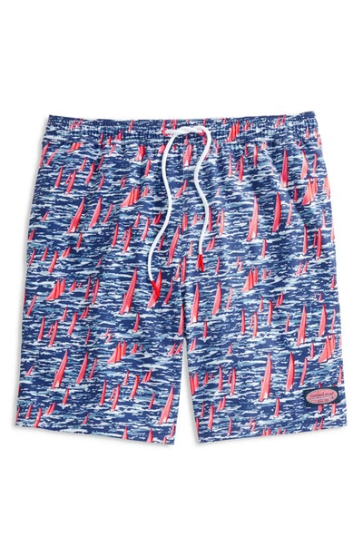 Vineyard Vines Chappy Stripe Swim Trunks In Sailing - Ocean Reef