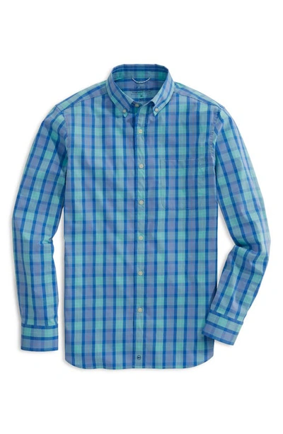 Vineyard Vines Tucker Classic Fit Plaid Button-down Performance Shirt In Andros Blue