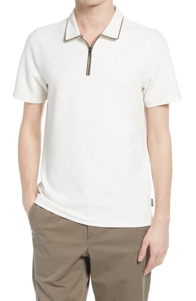 Ted Baker Flamin Quarter Zip Short Sleeve Polo In White