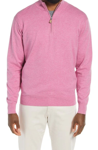 Peter Millar Men's Crown Comfort Interlock Quarter-zip Sweater In Guava Pink