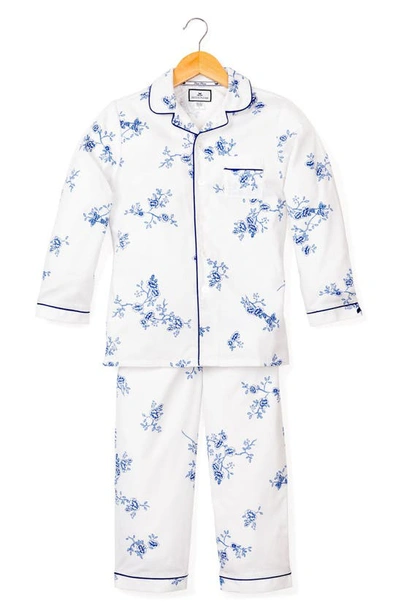 Petite Plume Babies' Floral Two-piece Pajamas In Indigo Floral
