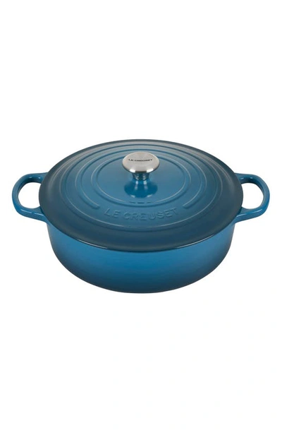 Le Creuset Signature 6 3/4-quart Round Wide French/dutch Oven In Deep Teal