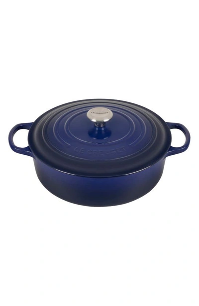 Le Creuset Signature 6 3/4-quart Round Wide French/dutch Oven In Indigo
