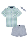 Andy & Evan Babies' Little Boy's Tailored 3-piece Shirt, Shorts & Bow Tie Set In Turquoise