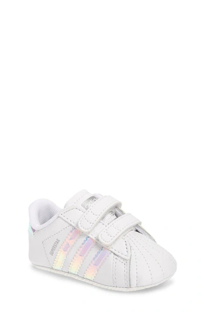 Adidas Originals Babies' Superstar Crib Trainer In White/iridescent