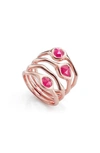 Monica Vinader Rose Gold Vermeil Siren Pink Quartz Cluster Cocktail Ring In Rose Gold/ Pink Quartz