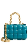 Bottega Veneta Chain Cassette Padded Intrecciato Crossbody Bag In Blue