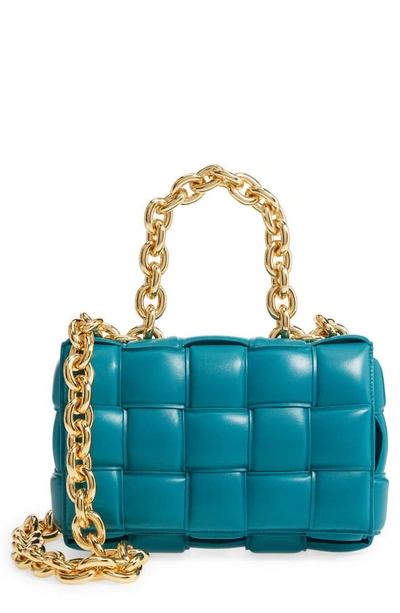 Bottega Veneta Chain Cassette Padded Intrecciato Crossbody Bag In Blue