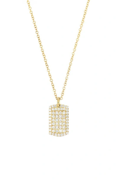 Bony Levy Pavé Diamond Dog Tag Necklace In Yellow Gold/ Diamond