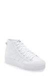 Adidas Originals Nizza Mid Top Platform Sneaker In Ftwr White/ Core Black