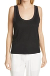 Vince Variegated Scoop-neck Tank Top In Black