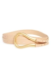 Bottega Veneta Horseshoe Buckle Double Strap Belt In Almond-gold
