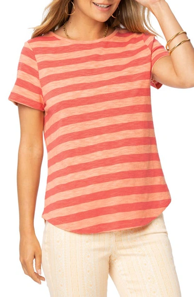 Nydj Rugby Stripe Short Sleeve T-shirt In Fruit Punch