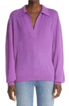 Khaite Jo Stretch Cashmere Polo Sweater In Aster