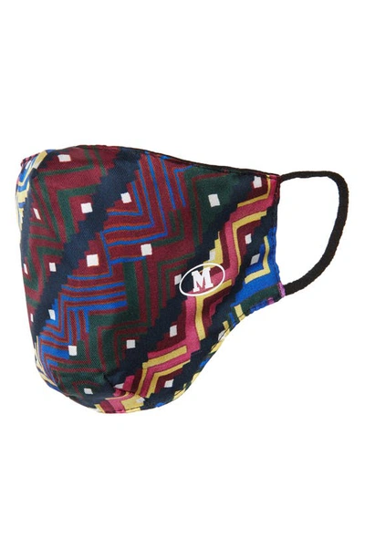 Missoni Zigzag Print Silk Adult Face Mask In Blue Black