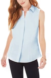 Foxcroft Taylor Non-iron Sleeveless Shirt In Blue Whisper