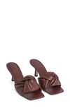 By Far Lana Knotted Leather Slide Sandals In Brown