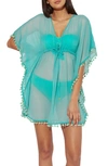 Bleu By Rod Beattie Pompom Cover-up Caftan In Biscay Green