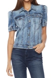 Wash Lab Puff Sleeve Denim Jacket In Petal Blue