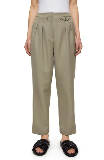 Anine Bing Mycah Wool Tailored Trousers In Green