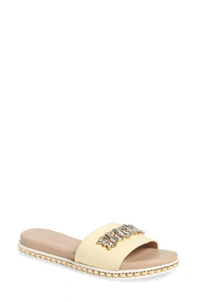 Karl Lagerfeld Bijou Slide Sandal In Easter Yellow Suede