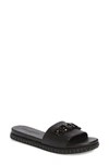 Karl Lagerfeld Basia Womens Faux Leather Embellished Slide Sandals In Black