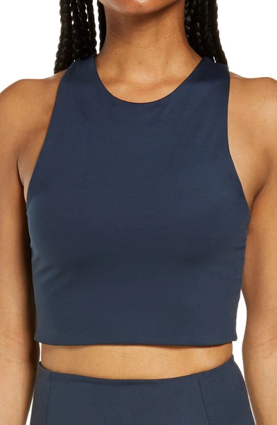 Girlfriend Collective Dylan Longline Racerback Sports Bra In Blue