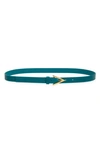 Bottega Veneta Triangle Leather Skinny Belt In Green