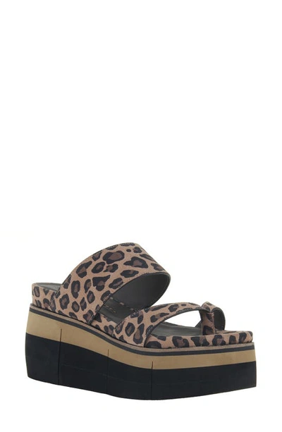 Naked Feet Flux Platform Sandal In Leopard Print Suede