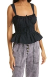 Ulla Johnson Lulu Tie-shoulder Poplin Tank Top In Noir