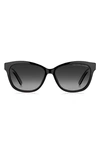 The Marc Jacobs 55mm Polarized Gradient Rectangular Sunglasses In Black Gold/gray