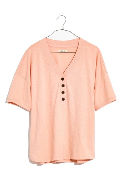 Madewell Relaxed Henley T-shirt In Sheer Pink