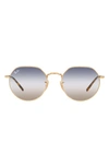 Ray Ban Jack Sunglasses Gold Frame Blue Lenses 53-20