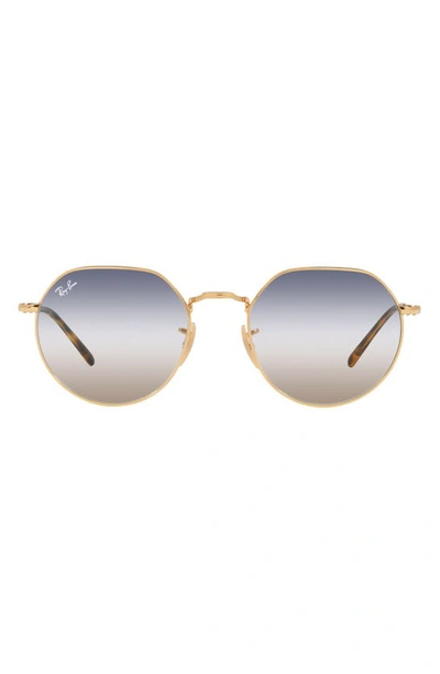 Ray Ban Jack Sunglasses Gold Frame Blue Lenses 53-20 In Clear