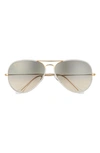 Ray Ban Pilot 62mm Aviator Sunglasses In Grey On Gold / Clear Grad Grey